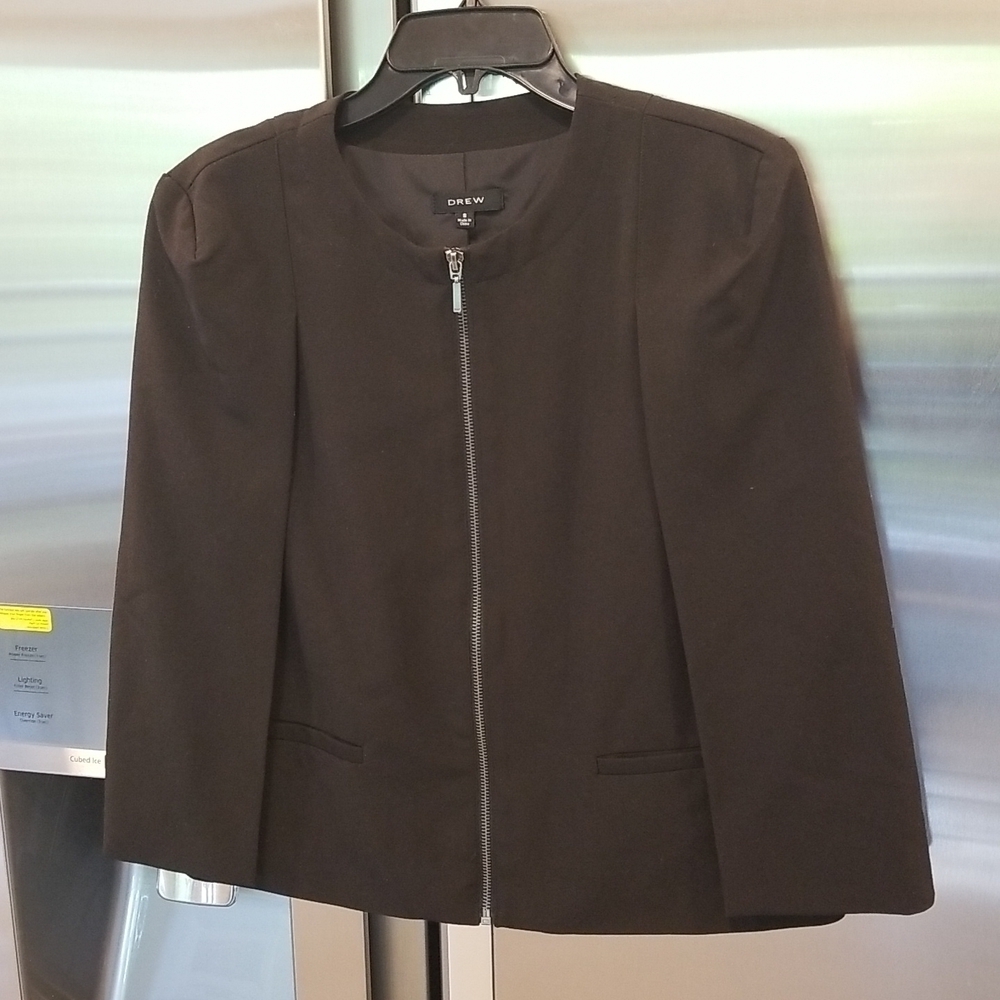 💕DREW💕 Cape Zip Up Blazer Black Small S - Picture 2 of 9